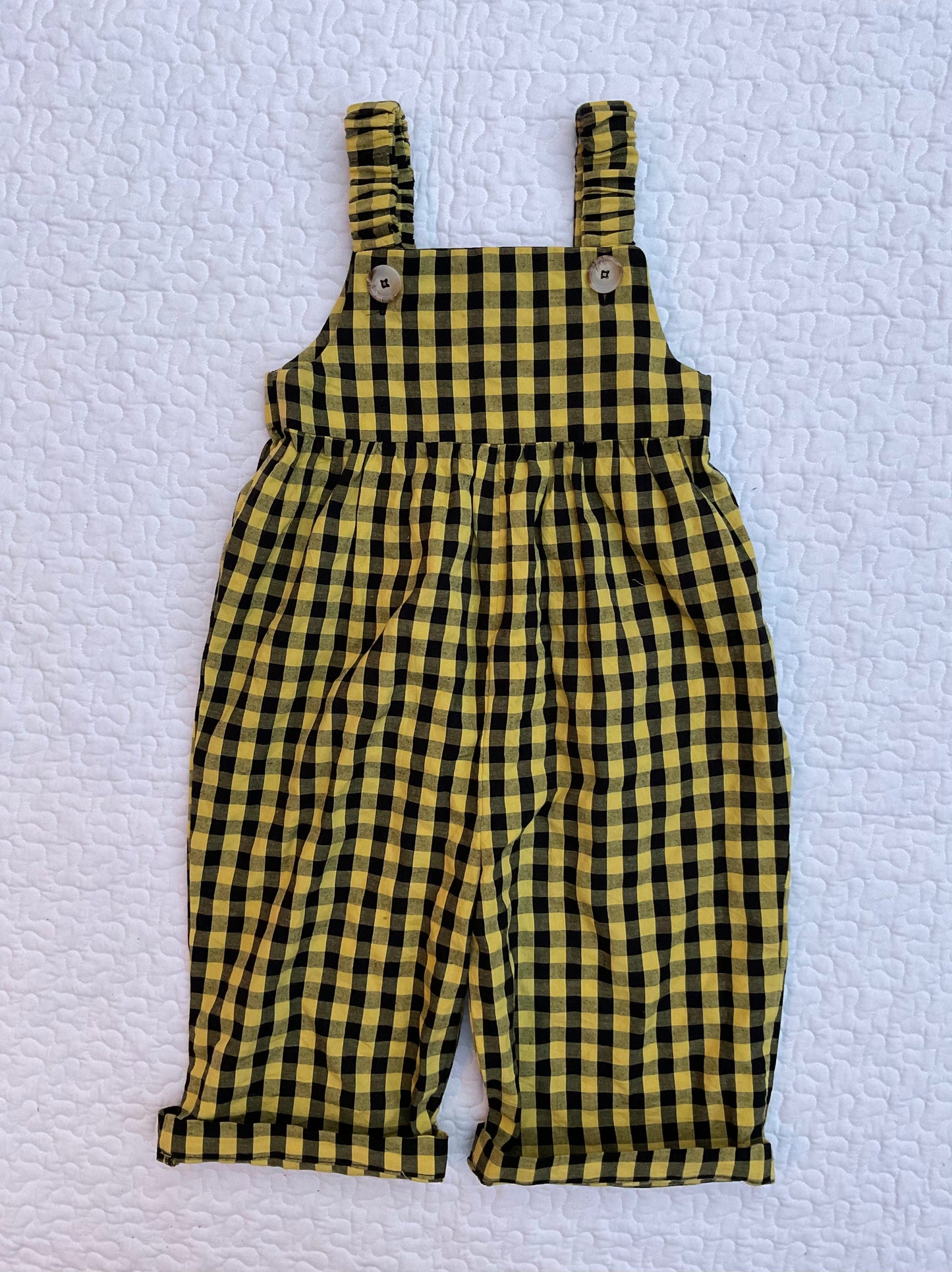‘Flo’ smock jumpsuit in yellow check