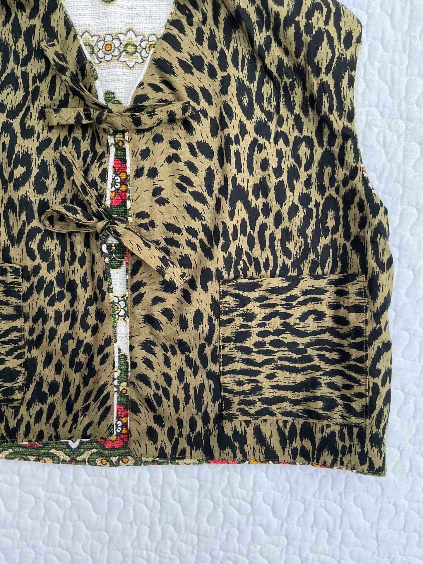 ‘Rae’ reversible leopard gilet