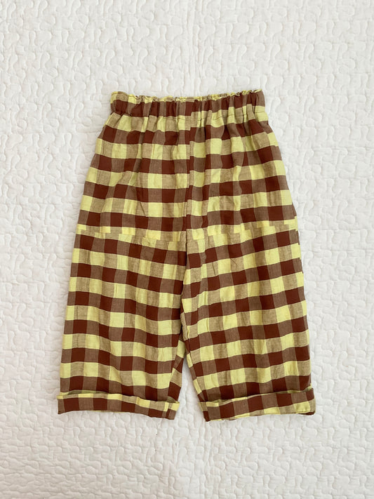 ‘Len’ brown gingham baggies