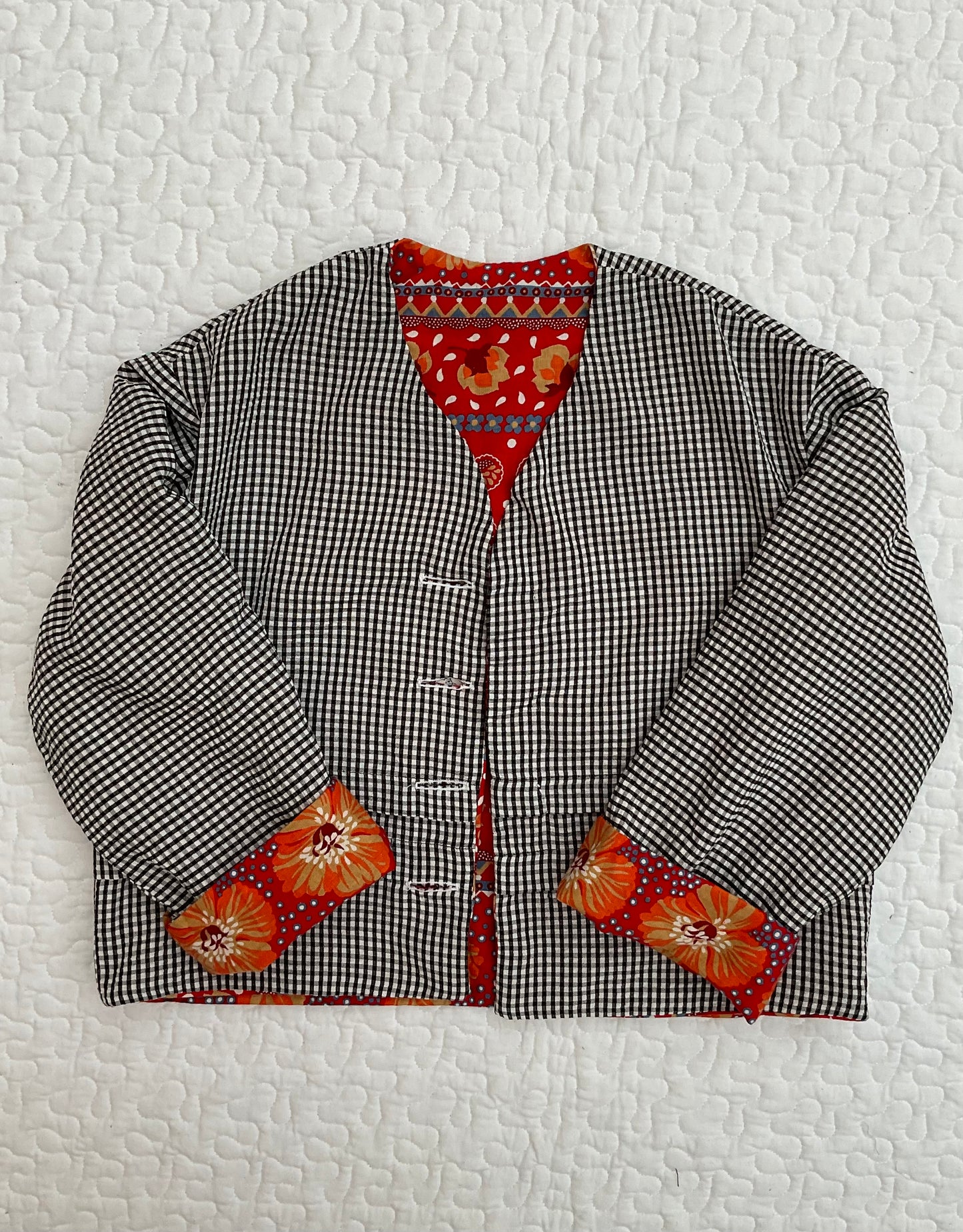 ‘Edie’ reversible red floral jacket