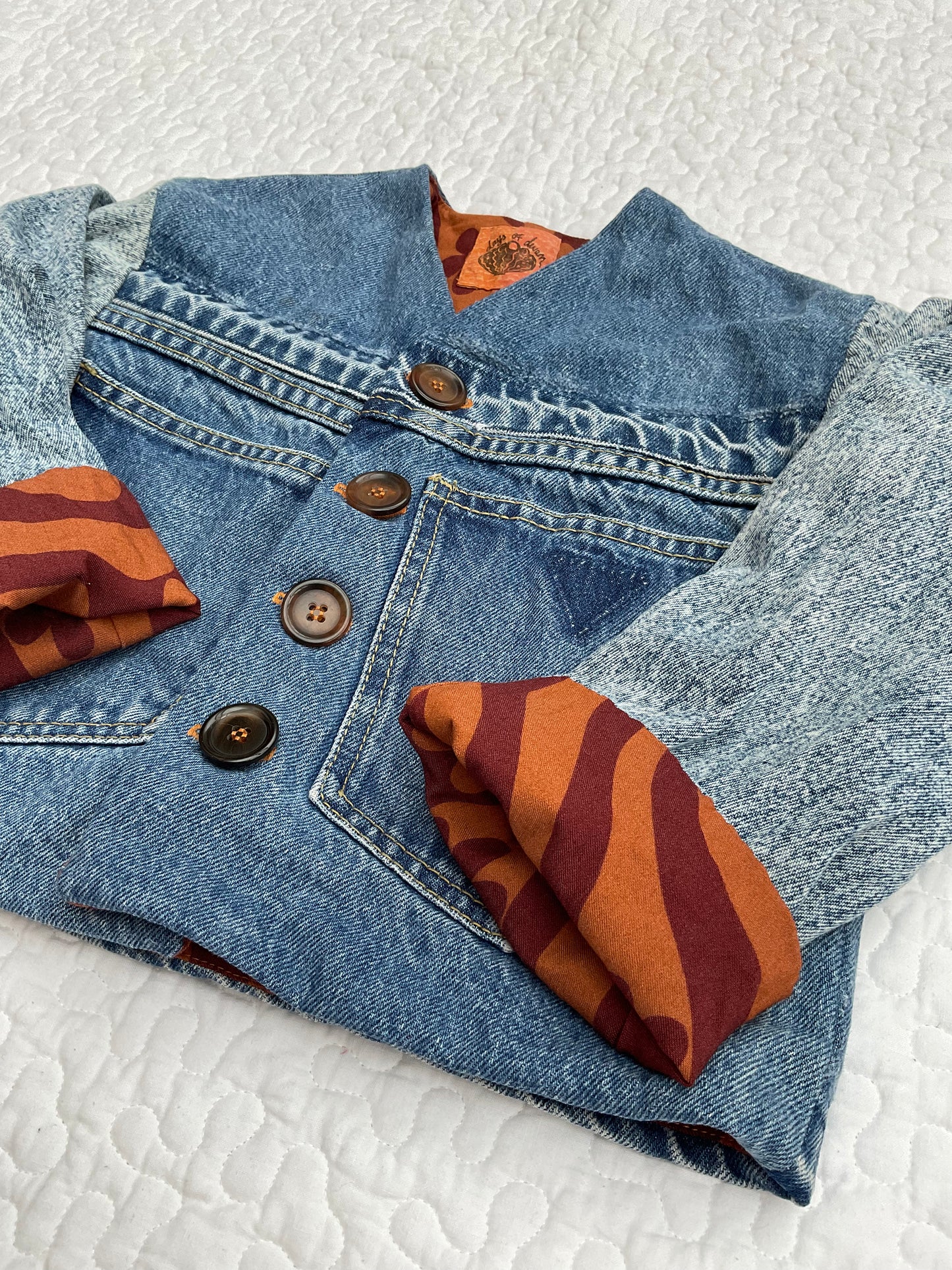 ‘Edie’ reversible denim & swirl print jacket