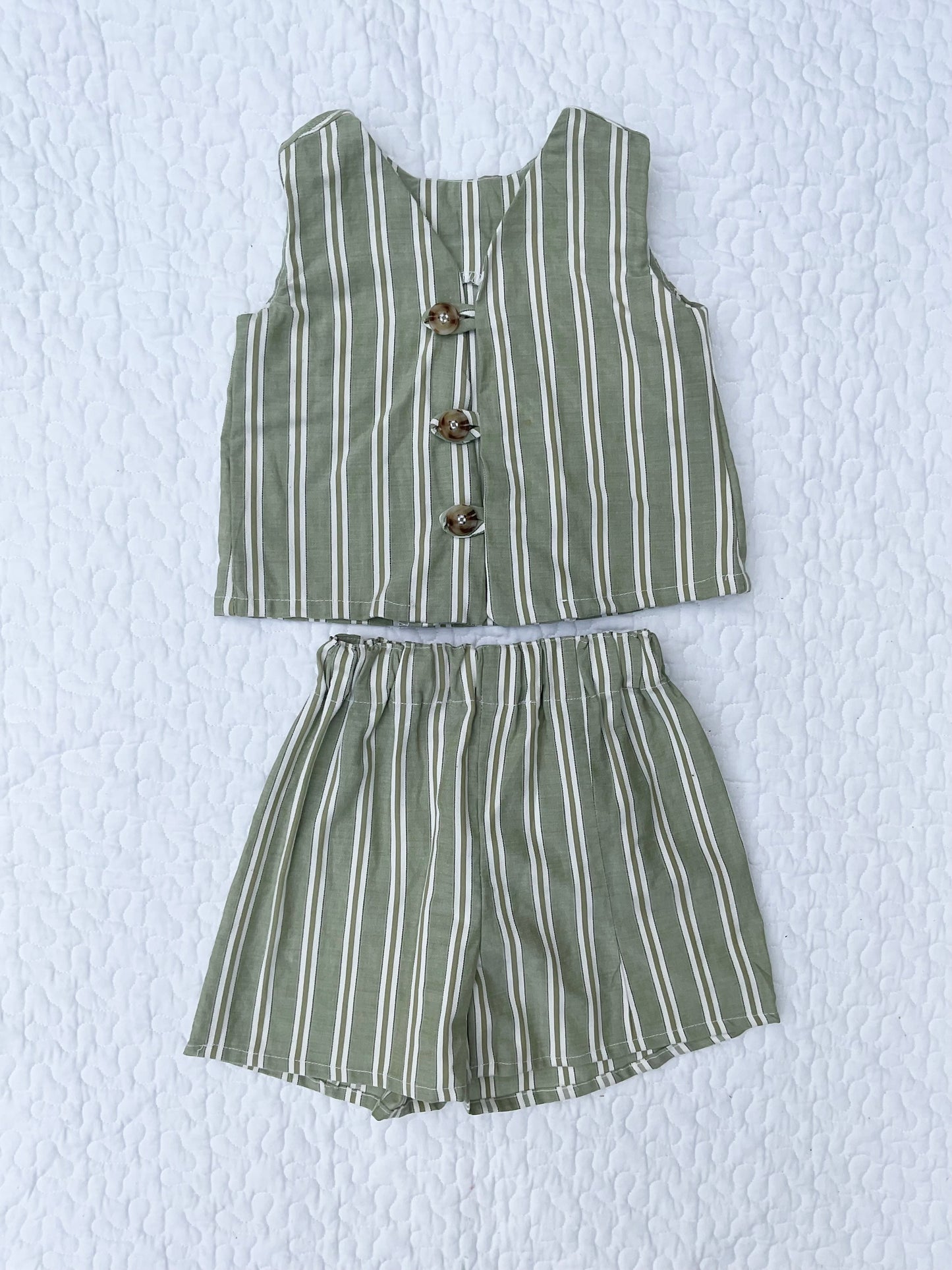 ‘Letty & Len’ stripe short set