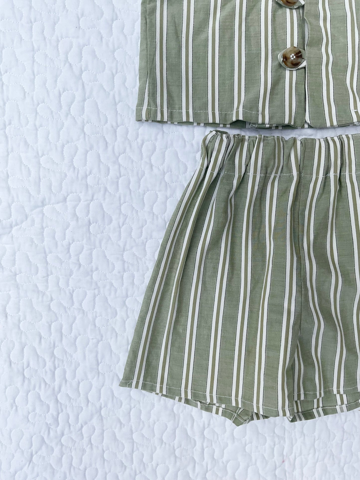 ‘Letty & Len’ stripe short set