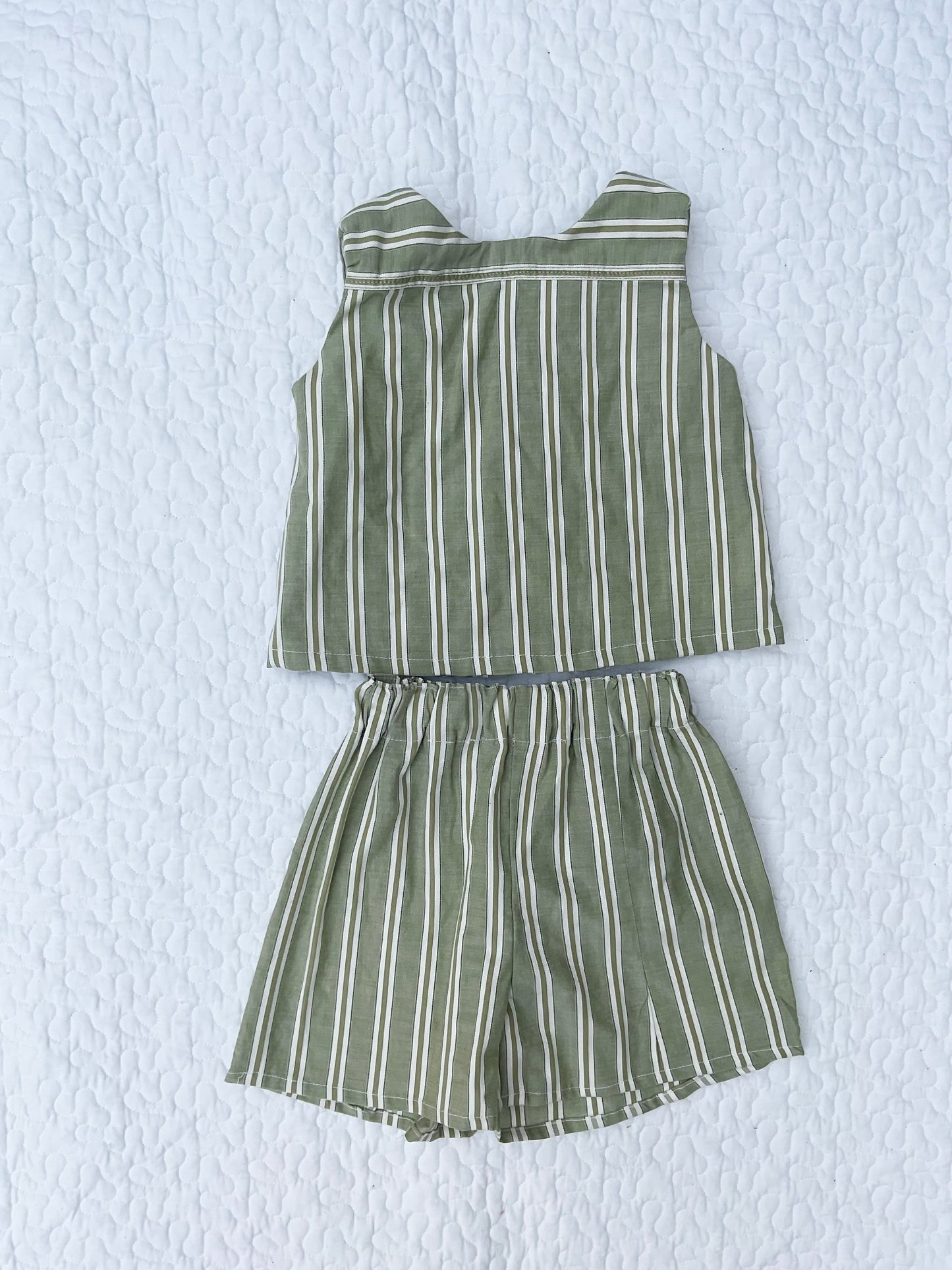 ‘Letty & Len’ stripe short set